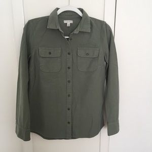 J Crew Olive Green Button Up Shirt Size 6